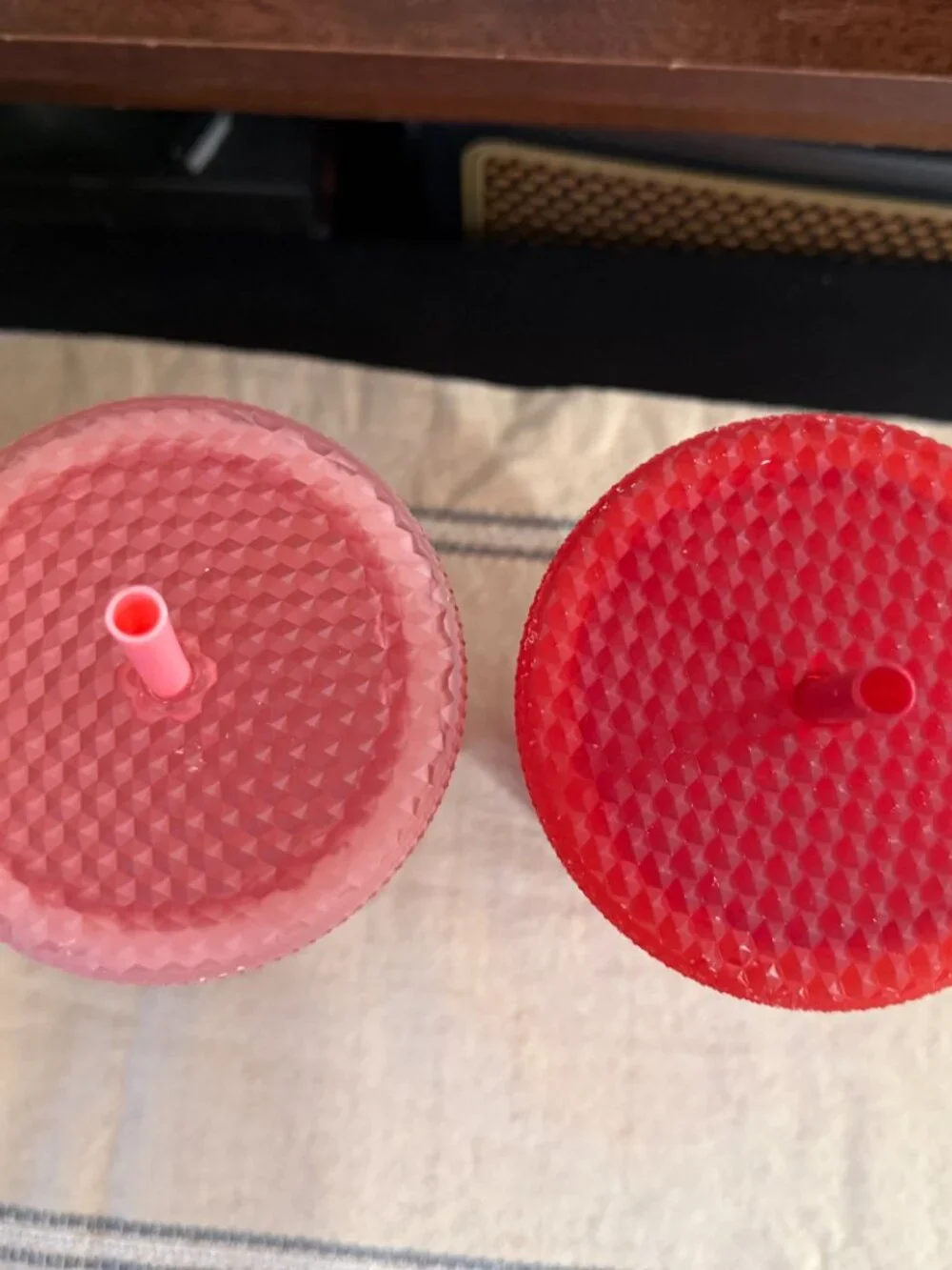 Starbucks Pink & Red Textured Cold Cups with Straws Set of 2